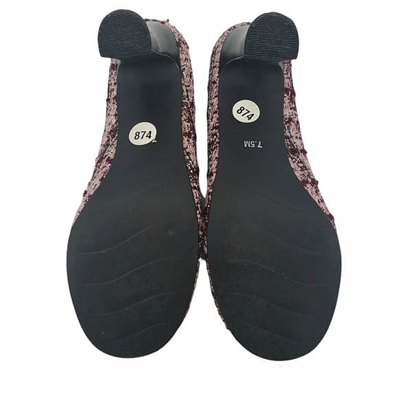 Mudd Pena Wmns Vintage Y2K Pink/Black Plaid Tweed Block High Heels Pumps Sz7.5 - Picture 11 of 11